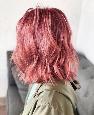 Cherry pink color by @hair.by.yoshiko