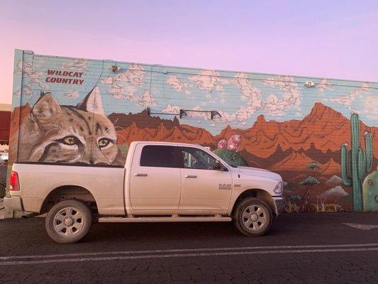 Had to jump out & get a picture of this awesome murals with our Dodge Ram!