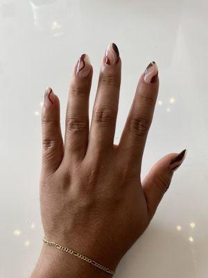 Acrylic almond shape nails with design