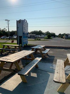 Picnic tables incase you want to eat outside.