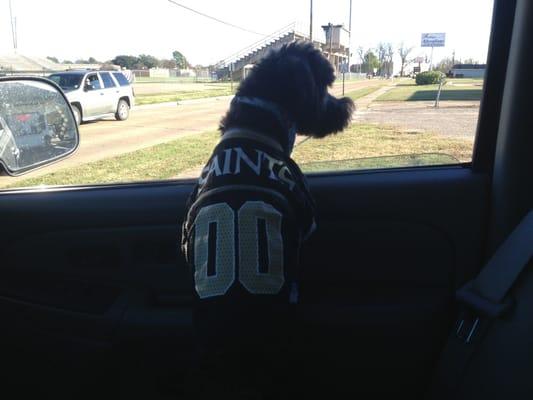 His first jersey and of course nothing but the Saints.