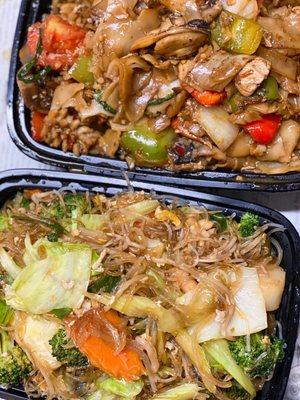 Seafood Pad Woon Sen and Pad Kee Mao