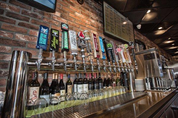 16 Draft Beers on tap.  Wine list with 22 wines.