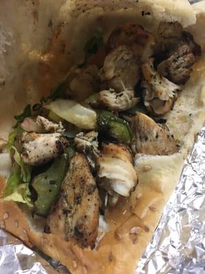 Very dry chicken kabob sandwich