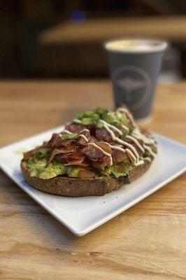 Avocado & bacon toast...fantastic!