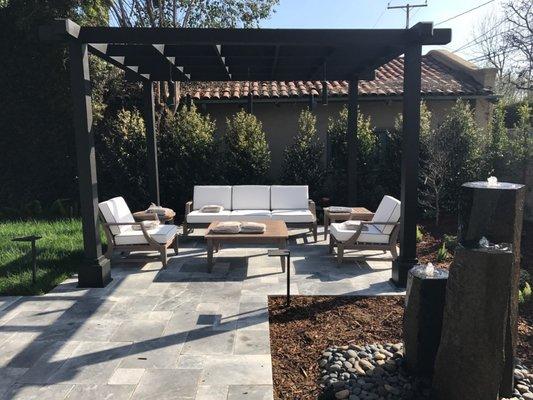 Modern Pergola and Natural Stone Patio