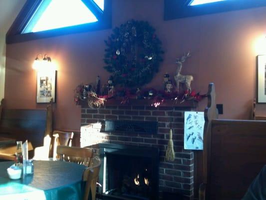 Dining room with fireplace