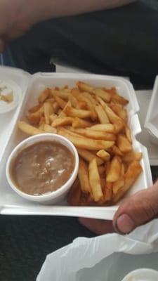 The gravy fries. Such a huge container for little money! Tastey!