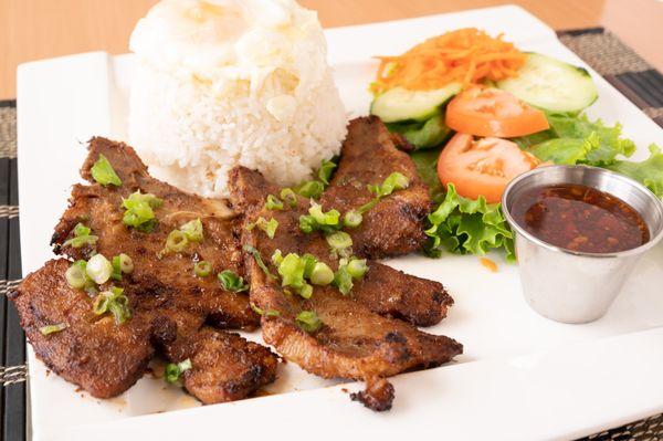 Grilled pork chop with white  rice