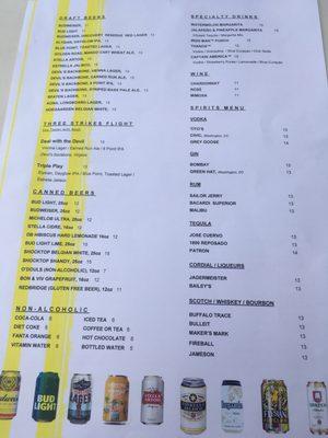 Drink menu