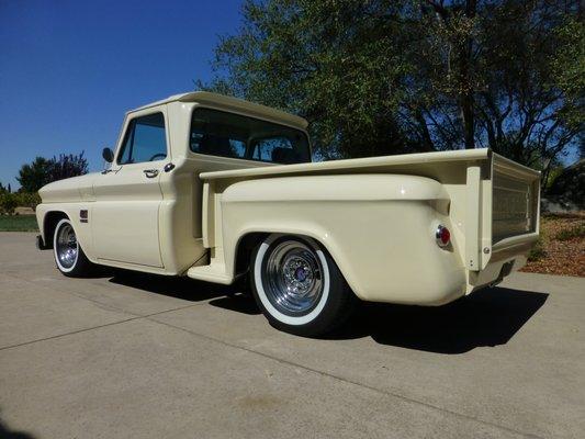 '66 C-10 roll pan installed and bed painted