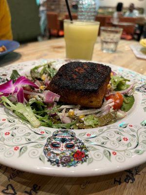 Salmon and cactus salad