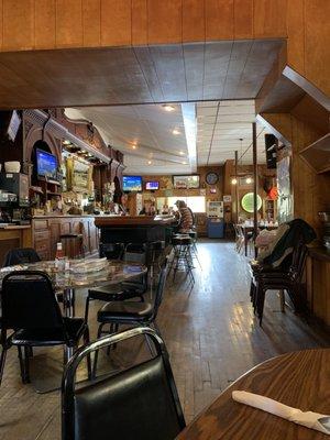 View from the dining room. Lots of wood and UP nostalgia.