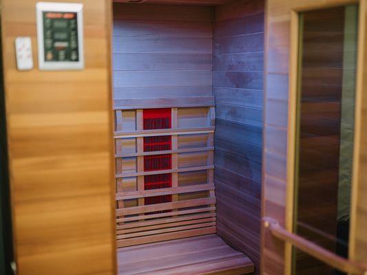 Infrared Sauna, great for arthritis, enhancing circulation, reducing mental & physical tension.  Try it before a massage session!