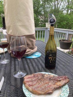 Steak dinner featuring Lemberger 2017 vintage