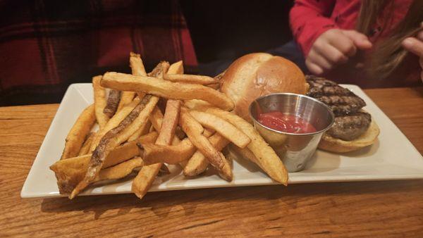 Kids burger and fries