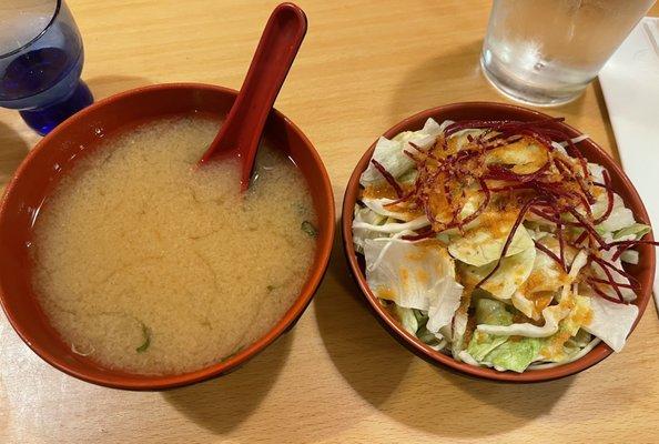 Soups and salad that comes with entree.