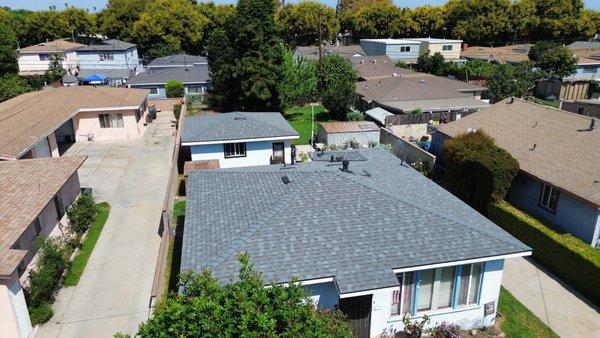 Finished roofing project in Long beach through the Long Beach roof grant program