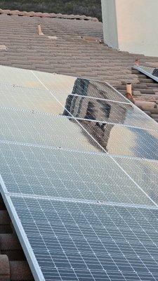 Solar panel cleaning after