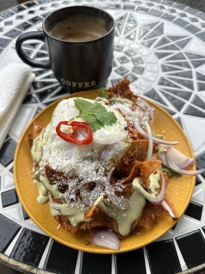 Chilaquiles and mocha coffee