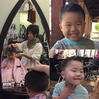 Clean haircut and happy boy by Michelle! :)