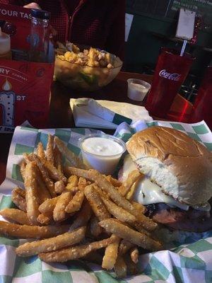 Front Door burger with fries