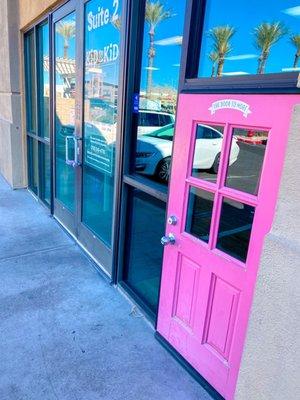 Their famous pink door