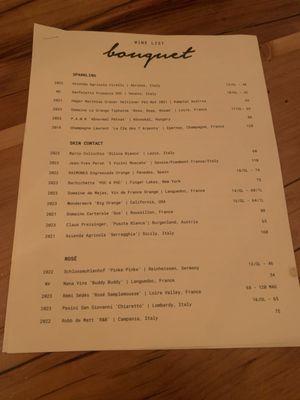 Wine menu