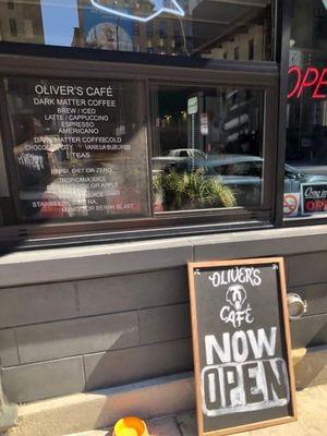 Walk-up window to order coffee from Wells street