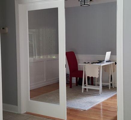 Office Build Out with glass french doors.