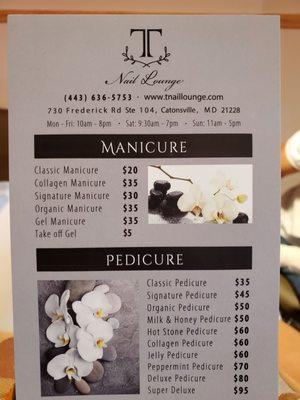 Price list Nail tech who is management