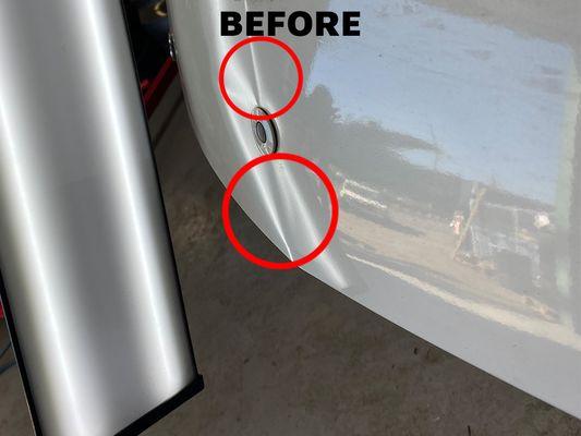 Before paintless dent repair