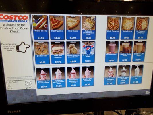 Menu on self-order kiosk