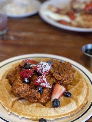 Nashville hot chicken and waffle