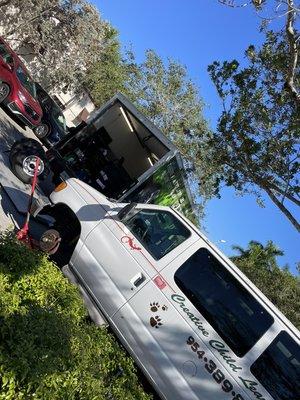 Mobile tire service. On a commercial van all four tires installed and balanced. Time convenient call the pros.