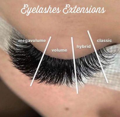 Different style eyelashes extensions