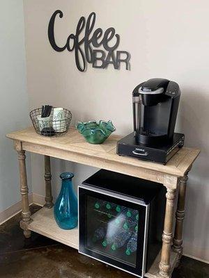 Coffee and water Bar available to clients.