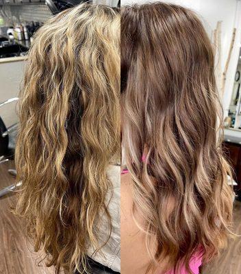 Before & After From traditional highlight to reverse balayage by Landra