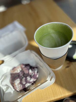 Ube cookie and Matcha latte