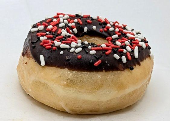 Chocolate glazed with sprinkles