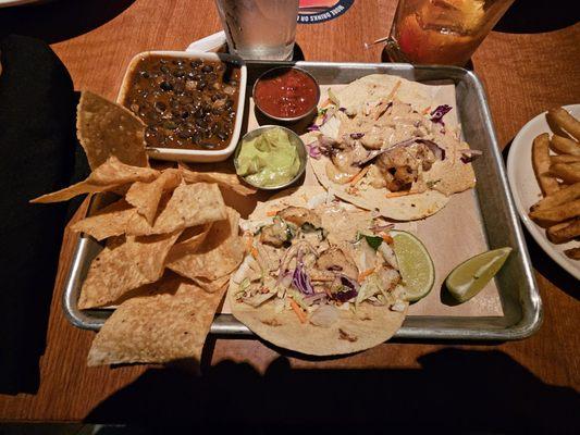 Shrimp Tacos, old fashion and quality water, lol