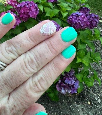 Summer nails.  Gel powder, Nail art, Nail tip.