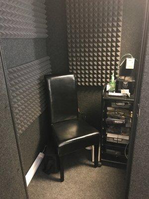 Our comfortable sound booth.