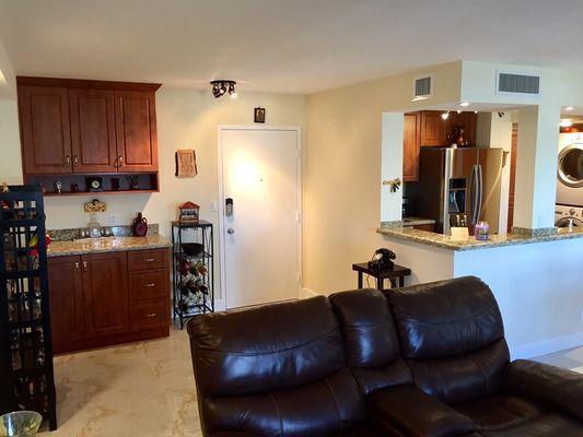 Bar cabinets in the living room