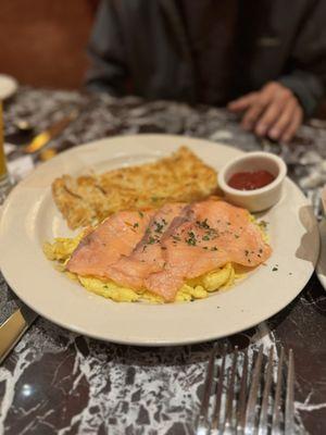 smoked salmon with scrambled eggs