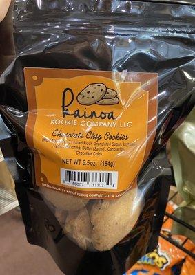 Kainoa Kookie Company LLC  Chocolate chip cookies. Found these at Kapiolani Medical Center Gift Shop!