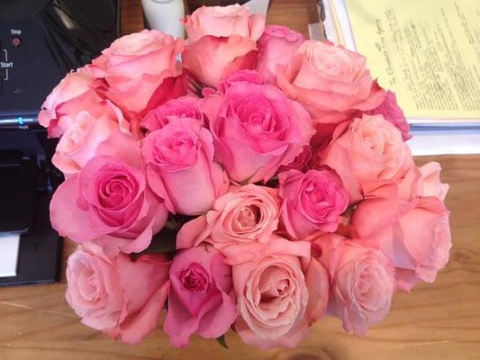 We love love loved these beautiful roses from a happy nanny :) (bonus points for sending our namesake flower!)