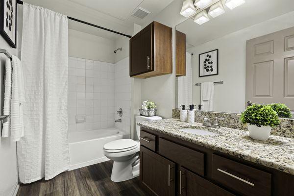 Bathroom with shower and tub at Mira Vista at La Cantera