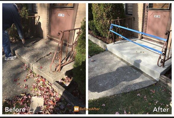 Front step repair before and after