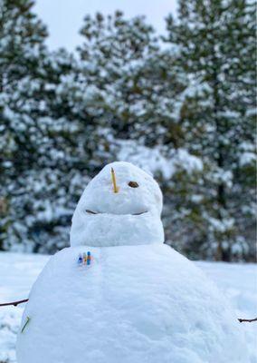 Someone had some fun with the snow LOL! He's even got his picket protector haha!